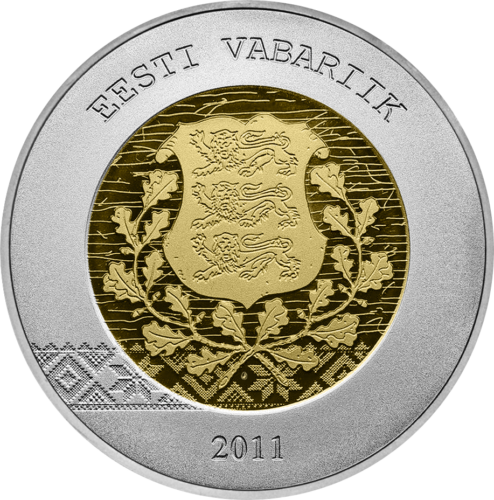 2011 Estija Euro įvedimas 20 eurų auksinė-sidabrinė moneta (2)