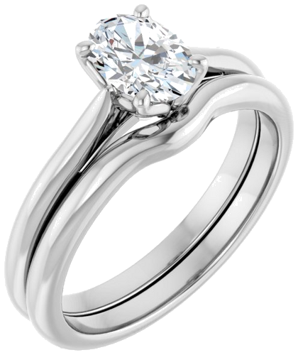 14K White  7x5 mm Oval Solitaire Engagement Ring Mounting (6)