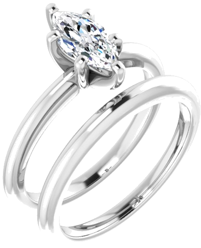 14K White  9x4.5 mm Marquise Solitaire Engagement Ring Mounting (6)