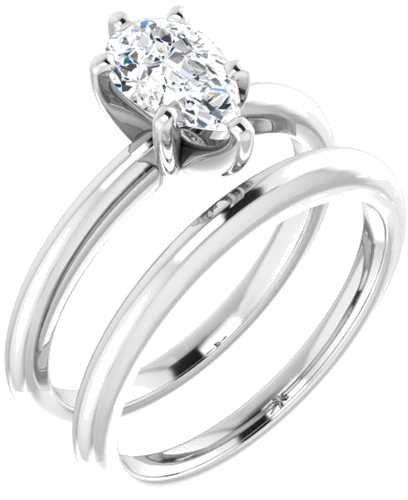 Sužadėtuvių Žiedas „Solitaire“ 585 Baltojo Aukso Pear Shape 8mm x 5mm (6)