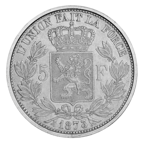 5 франка Леополд II (1865-1878) Белгия Сребърна монета (2)