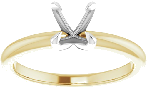 14K Yellow White 6 mm Round Solitaire Engagement Ring Mounting (3)