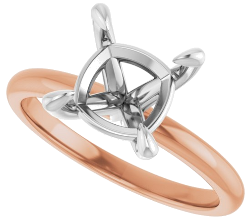 14K Rose White 8 x 8 mm Cushion Engagement Ring Mounting (4)
