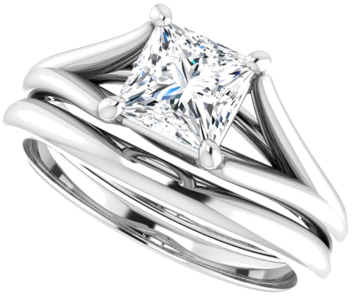 Sužadėtuvių Žiedas „Solitaire“ 585 Baltojo Aukso Square 5.5mm (10)