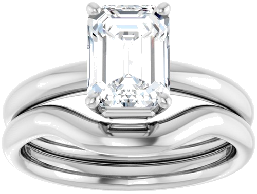 14K White 8x6 mm Emerald Engagement Ring Mounting (8)