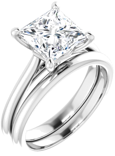 Sužadėtuvių Žiedas „Solitaire“ 585 Baltojo Aukso Square 7.5mm (6)