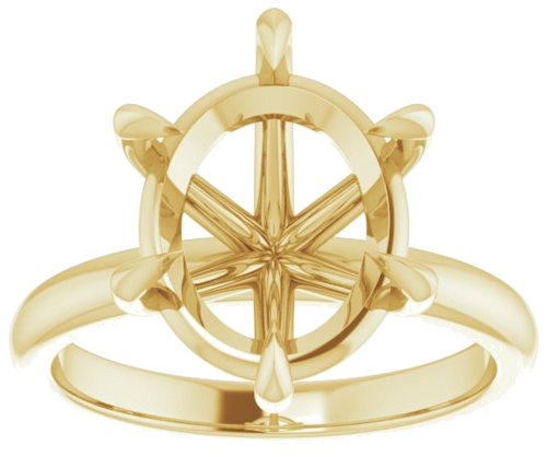 14K Yellow 12x10 mm Oval Solitaire Engagement Ring Mounting (3)