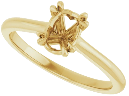 Sužadėtuvių Žiedas „Solitaire“ 585 Geltonojo Aukso Oval 7mm x 5mm (5)