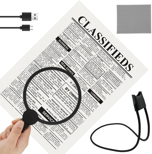 Hands-Free Magnifying Glass with Detachable Lens and LED Lighting 2x (7)