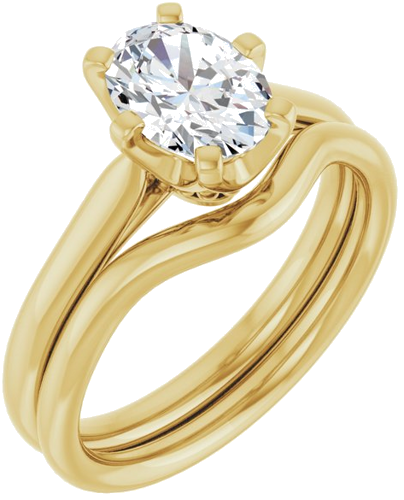 Sužadėtuvių Žiedas „Solitaire“ 585 Geltonojo Aukso Oval 8mm x 6mm (6)