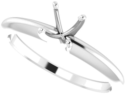 14K White 5-5.3 mm Round 4-Prong Comfort-fit Solitaire Ring Mounting (5)