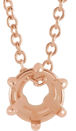 14K Rose 5 mm Round Solitaire 16-18  Necklace Mounting (1)