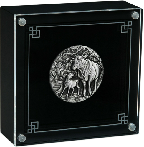 2021 Година на вола Австралия 2 унции сребърна монета (Sendinto Antique Design) (2)