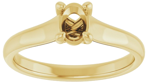 14K Yellow 6x4 mm Oval Solitaire Engagement Ring Mounting (3)