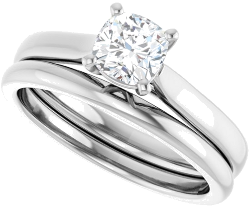 14K White 5 mm Cushion Engagement Ring Mounting (10)