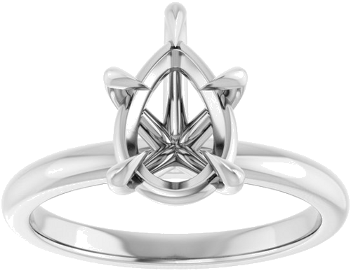 14K White 10x7 mm Pear Solitaire Engagement Ring Mounting (3)