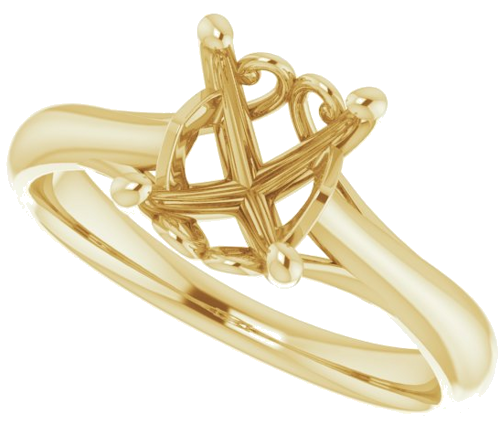 14K Yellow  9x7 mm Oval Solitaire Engagement Ring Mounting (5)