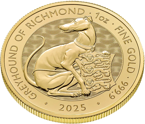 1 oz Royal Tudor Beasts: Greyhound of Richmond 2025 Gold Coin (5)