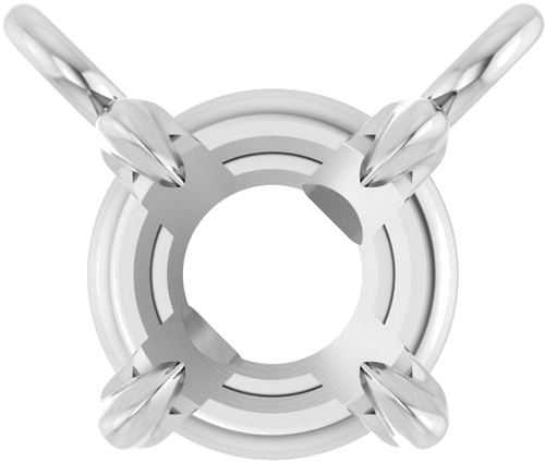 14K White 4 mm Round 4-Prong Claw Necklace Center (1)