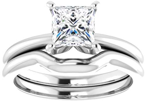 14K White  5.5x5.5 mm Square Solitaire Engagement Ring Mounting (8)