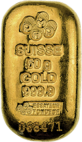 50 g Investicinio aukso lietas luitas PAMP Suisse (1)