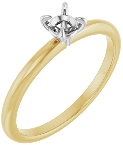 14K Yellow White 4.1 mm Round Engagement Ring Mounting (1)