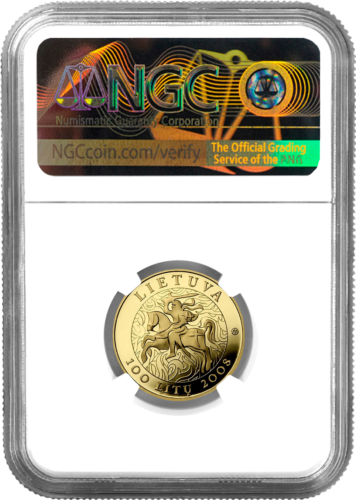 2008 1000-летие имени Литвы 100 литов золотая монета PF 70 ULTRA CAMEO (2)