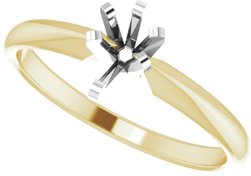 14K Yellow White 6 x 4 mm Pear Solitaire Engagement Ring Mounting (5)