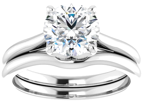 14K White  7.4 mm Round Solitaire Engagement Ring Mounting (8)