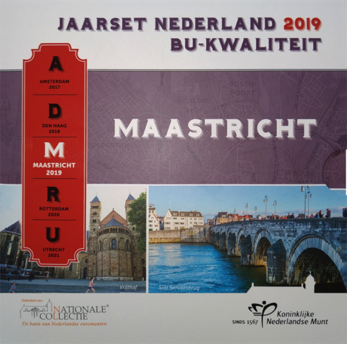 2019 Nyderlandai Mastrichtas BU Euro monetų rinkinys (1)