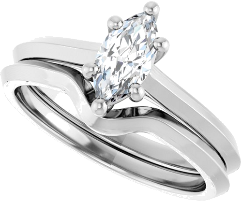 Sužadėtuvių Žiedas „Solitaire“ 585 Baltojo Aukso Marquise 8mm x 4mm (10)