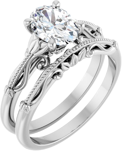 Sužadėtuvių Žiedas „Sculptural-Inspired Solitaire“ 585 Baltojo Aukso Oval 8mm x 6mm (6)