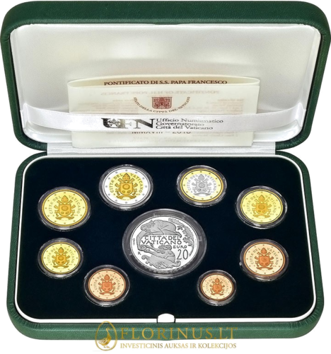 2018 Vatikanas Euro monetų Proof rinkinys ir 20 eurų sidabrinė moneta (1)