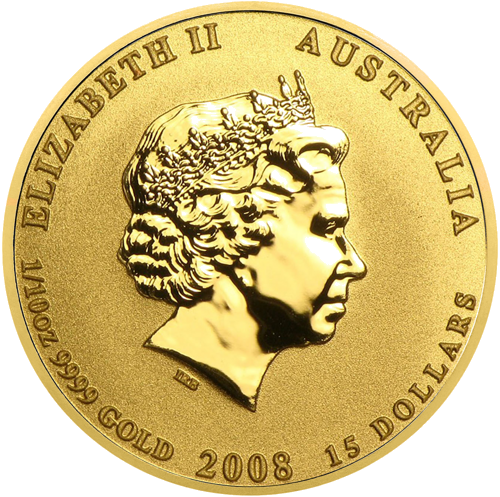 1/10 oz Pelės gads 2008 (LUNAR II) Austrālijas zelta monēta (2)