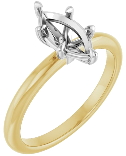 Sužadėtuvių Žiedas 585 Baltojo Ir Geltonojo Aukso Marquise 10mm x 5mm (1)