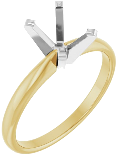 14K Yellow White 8 x 6 mm Oval Solitaire Engagement Ring Mounting (1)