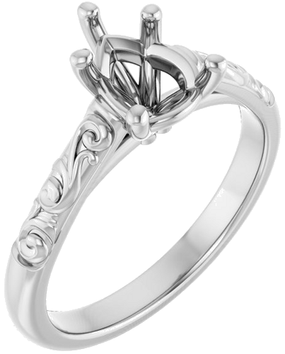 Sužadėtuvių Žiedas „Solitaire“ 585 Baltojo Aukso Pear Shape 8mm x 6mm (1)