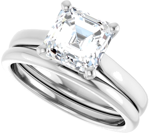 Sužadėtuvių Žiedas 14k white gold Asscher 7mm (10)