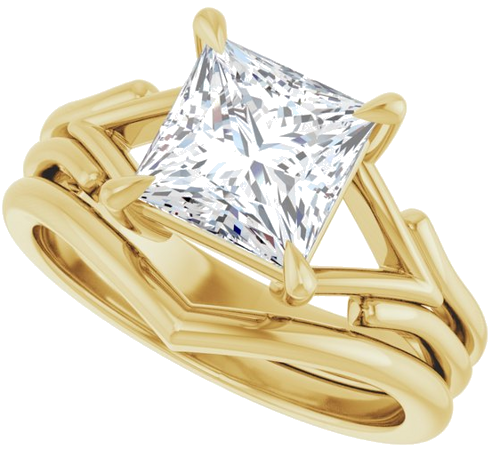 14K Yellow 7 mm Square Solitaire Engagement Ring Mounting (10)