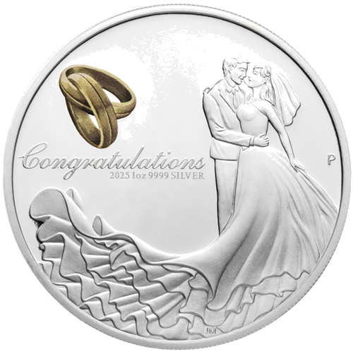 1 oz Congratulations Свадебная монета 2025 Австралия серебряная монета (1)