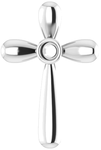 Pakabukas „Solitaire Bezel-Set Cross“ 585 Baltojo Aukso Round 3mm (1)