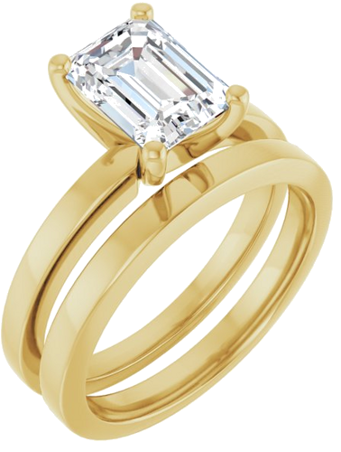 Sužadėtuvių Žiedas „Solitaire“ 585 Geltonojo Aukso Emerald 8mm x 6mm (6)