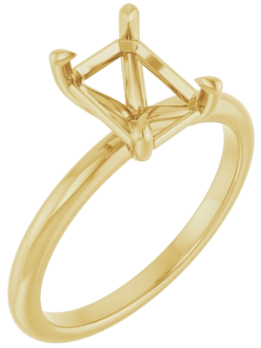 14K Yellow 8x6 mm Emerald Solitaire Engagement Ring Mounting (1)