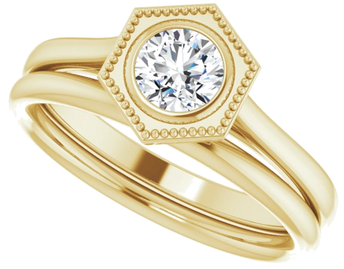 Sužadėtuvių Žiedas „Solitaire“ 585 Geltonojo Aukso Round 5.2mm (10)