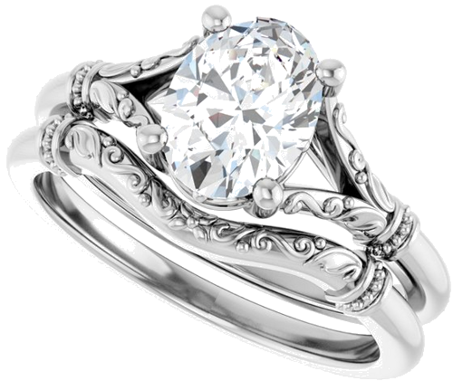 Sužadėtuvių Žiedas „Split Shank“ 950 Platinos Oval 8mm x 6mm (10)