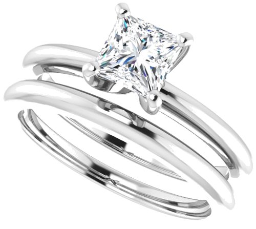 14K White  5 mm Square Solitaire Engagement Ring Mounting (10)