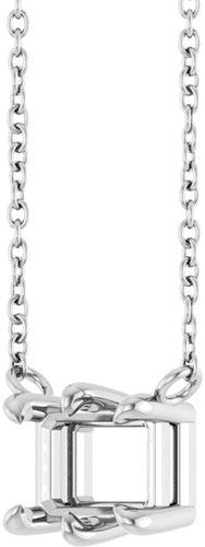 14K White 7x5 mm Emerald 6-Prong Solitaire 18  Necklace Mounting (2)