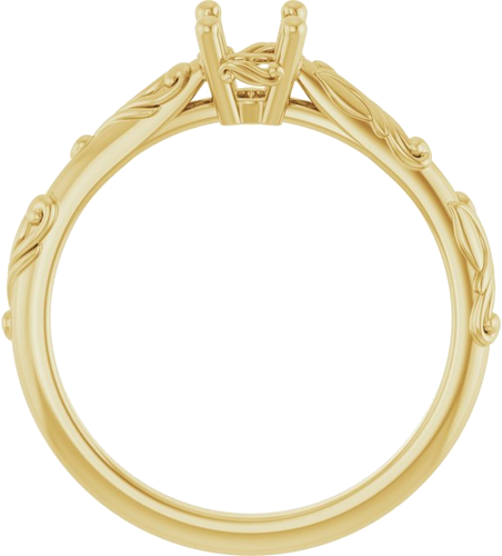 14K Yellow 7x5 mm Oval Solitaire Scroll Engagement Ring Mounting (2)