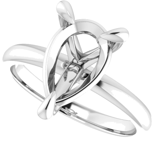14K White  12x8 mm Pear Solitaire Engagement Ring Mounting (5)