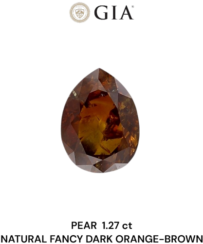 1.27 carat Fancy Dark Orange Brown-VVS2 Natūralus Pear Deimantas (1)